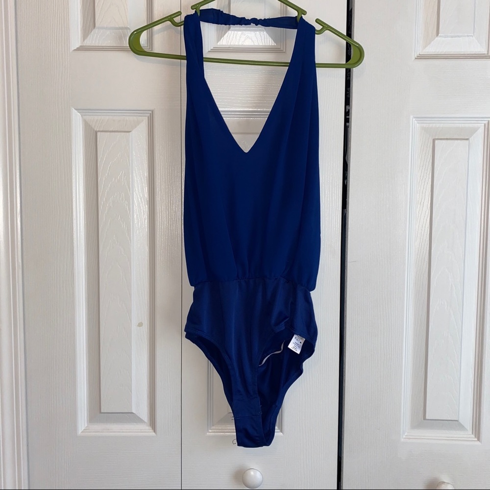 Royal blue open back bodysuit